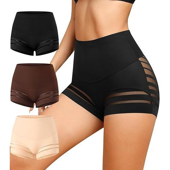 Set of 3 ASIMOON Women's S Tummy Control Boyshorts Underwear Stretch High Waiste