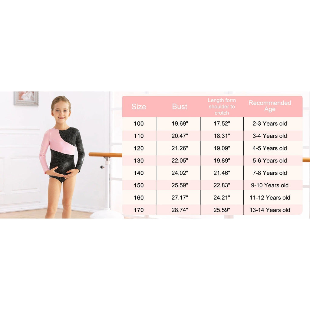 MSRP $18 DAXIANG Blue/Black 140 (7-8Y) Long Sleeve Gymnastics Leotards for Gir
