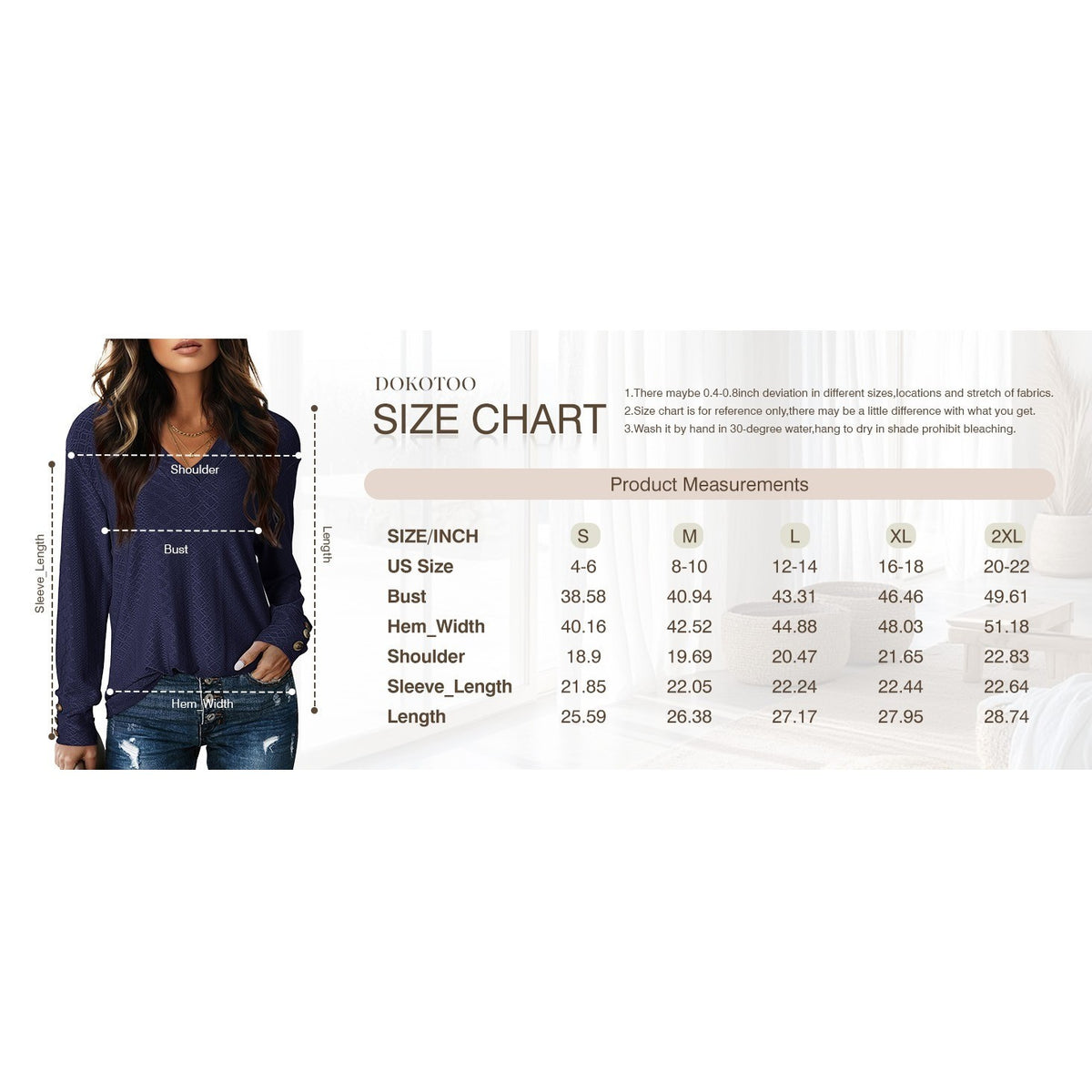 MSRP $24 Dokotoo Women's M Black V Neck Long Sleeve Eyelet Embroidered Blouse