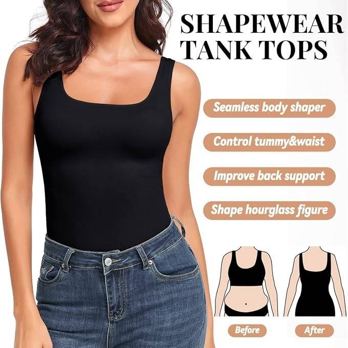 MSRP $19 EUYZOU Women's XL Tummy Control Shapewear Tank Top Seamless Sq
