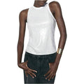 MSRP $30 Milumia Women's White S Sequin Tank Top Round Neck Sleeveless