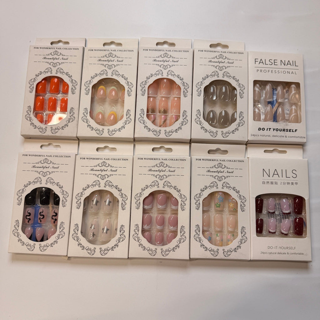 Lot of 10 Pack of 24 New False Press On Nails Assorted Designs and Colors №N18