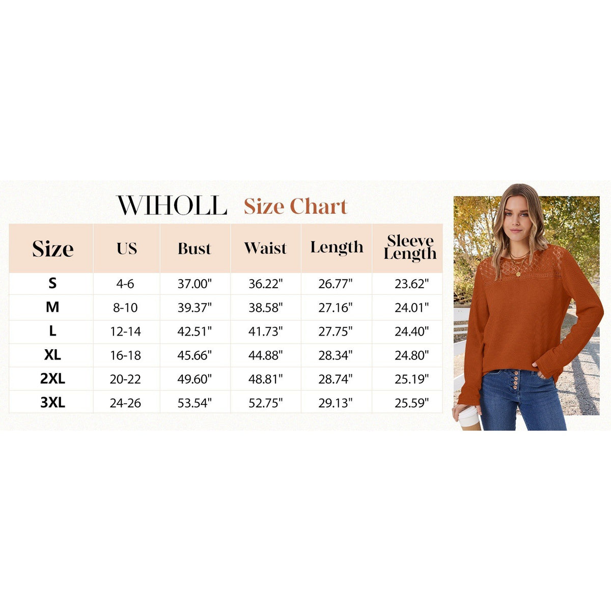 WIHOLL Women's XXL Lace Long Sleeve Shirt Loose Fit Top Casual Lightweight