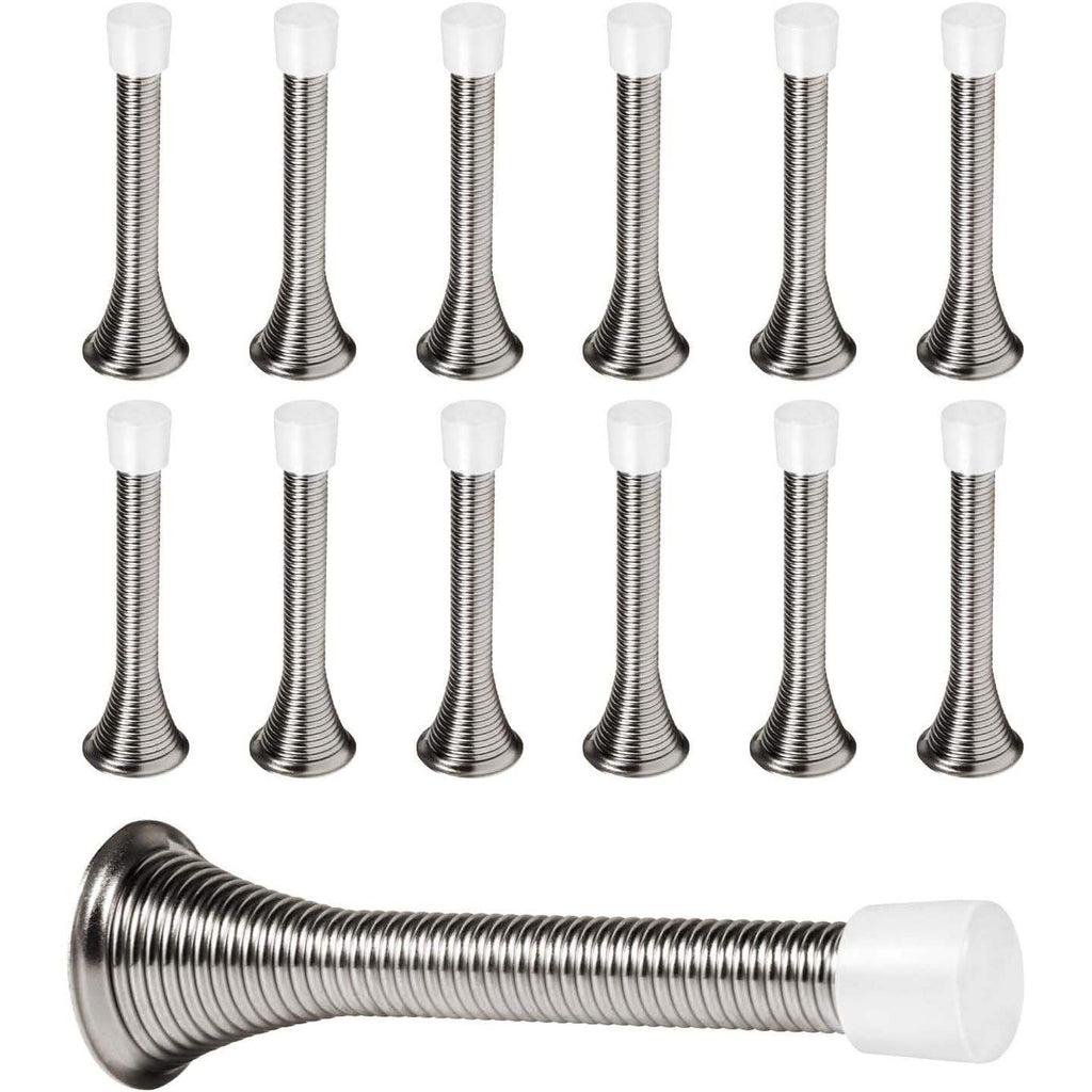Pack of 12 KISEER Satin Nickel Spring Door Stops 3 1/4 Inch Flexible Heavy Duty