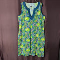 Lands' End Women's S Baltic Teal Palm V Neck Sleeveless Swim Cover-up Dress Knee