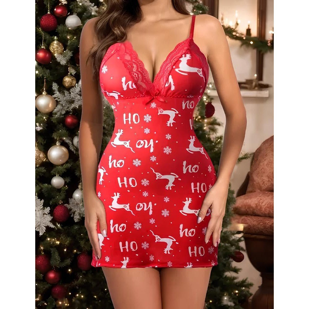 MSRP $19 Girece Women's L Christmas Lingerie Sexy Nightgown Babydoll Lingerie