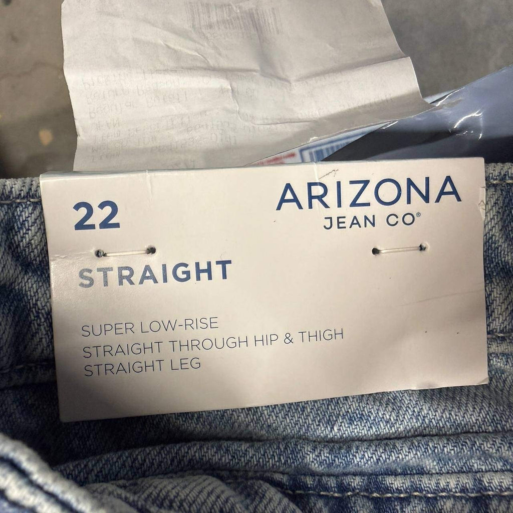 MSRP $54 Arizona Jean Co Womens 22 Light Plaid Bow Super Low Rise Jeans Straight