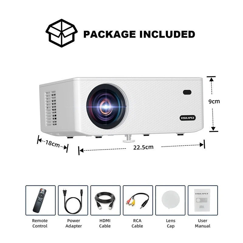 VISULAPEX Projector 65000 Lumens 4K 1080P FHD 5G WiFi Bluetooth Video Home Theat