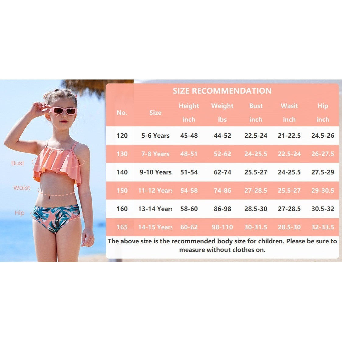 MSRP $28 Arshiner Girls 11-12Y Swimsuit Two Pieces Bikini Set Ruffle Bathing Su