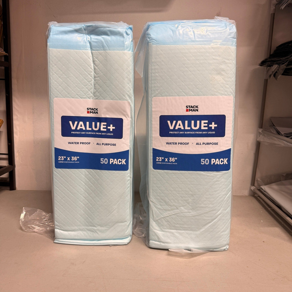 2-Pack (100 pcs total) Stack Man Value+ 23"x36" Chucks Pads Disposable Adult