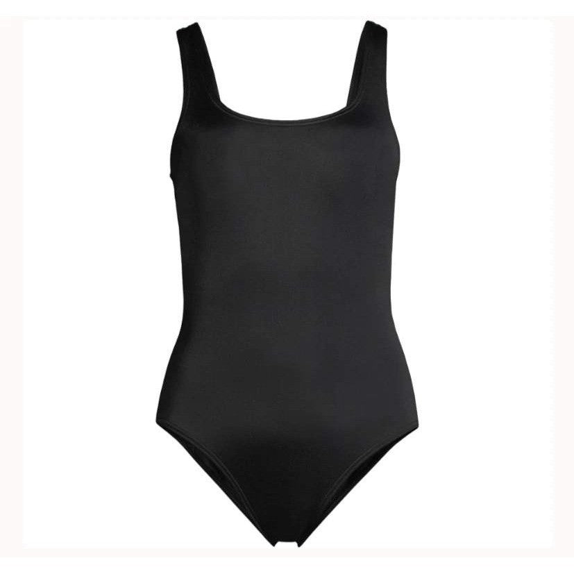 Lands' End Women's 8 Black One Piece Swimsuit Built In Soft Cups