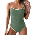 MSRP $49 Eomenie Women's S Army Green One Piece Swimsuit Tummy Control Slimming