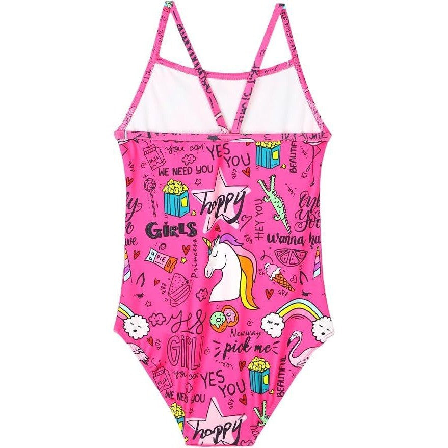 Girls 7-8Y Swimsuit One Piece Bathing Suit Kids' Swimwear Quick Dry Summer Beac