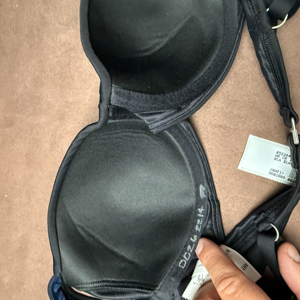 Lands' End Women's 4, 2-10 LONG Black Twist Front Underwire Bikini Swimsuit Top