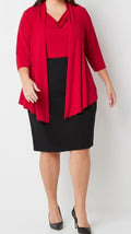 MSRP $79 Connected Apparel Womens 6-16 Red/Black Dress w/ Cardigan