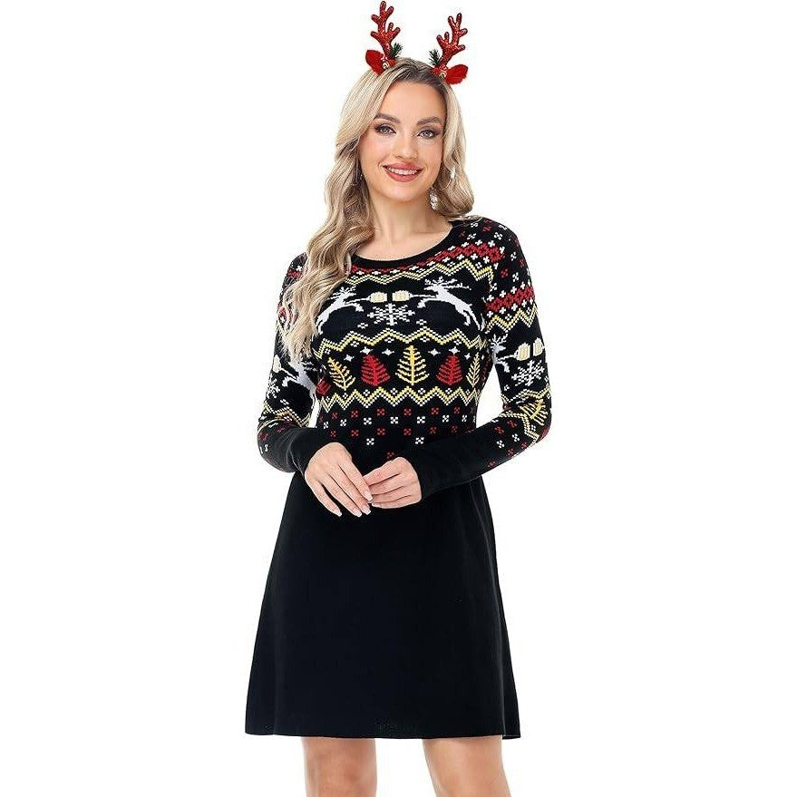 MSRP $38 Magrank Women's M Christmas Ugly Sweater Dress Long Sleeve Knit Pullov