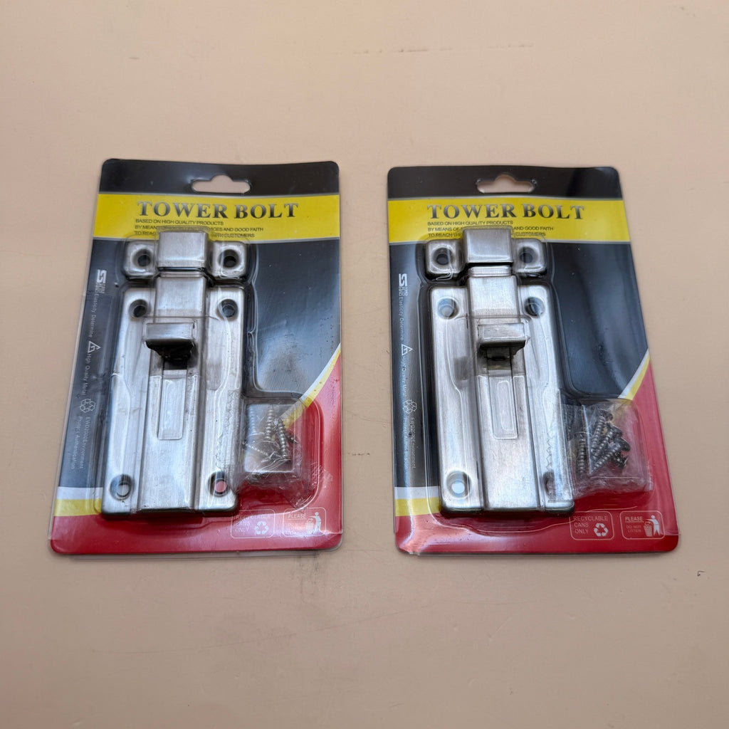Set of 2 NELXULAS Stainless Steel Door Latch Sliding Lock Barrel Bolt (4-1/5")