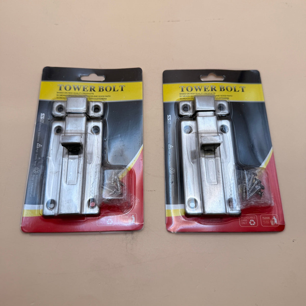 Set of 2 NELXULAS Stainless Steel Door Latch Sliding Lock Barrel Bolt (4-1/5")
