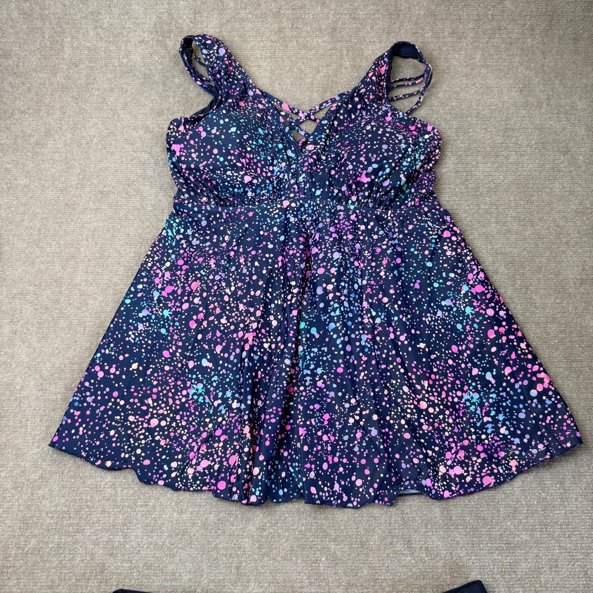 MSRP $47 Aqua Eve Womens 18W Star Whole Sky Tankini w/ Shorts Two Piece Swims