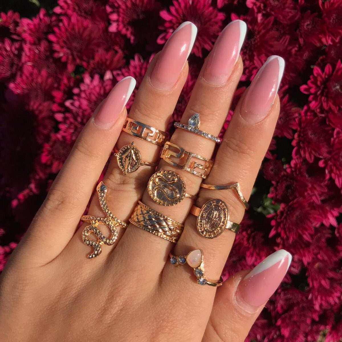 10 pcs Gold Ring Set, Boho Ring Set, Snake Ring, Stackable Rings for Women
