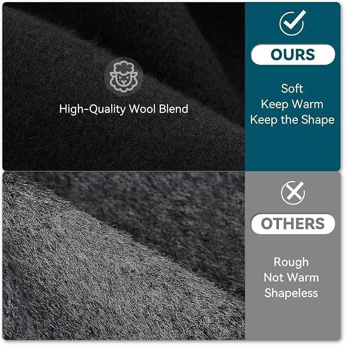 MSRP $32 POUDAY Men's XL Black Wool Blend Newsboy Cap Irish Cap Newsies Cabbie