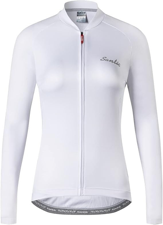 NWT Santic Light Miss Women's S-2XL White Cycling Jersey Long Sleeve Full Zip, R