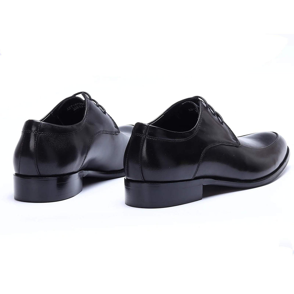 Santimon Men's US 8.5 Black Leather Formal Derby Lace Up Dress Shoes