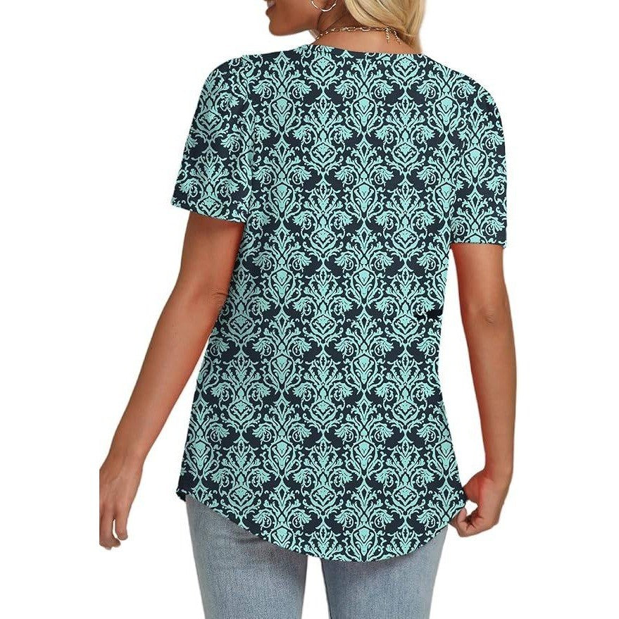 Women's S Short Sleeve T-Shirt Trendy Pleated Tee Blouse Dressy Casual Scoop Nec