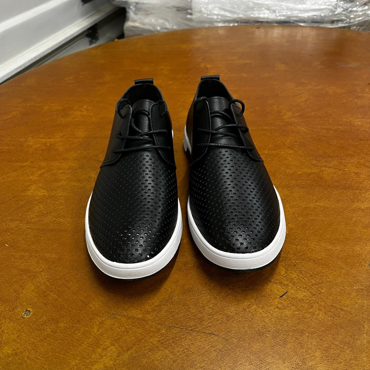 Y2K Urban Men's US 9 Black Breathable Leather Casual Shoes Non-Slip Sneakers