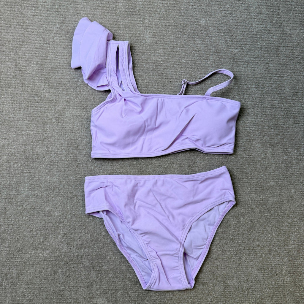MSRP $29 Doumlop Girls 7-8Y Swimsuit Two Piece Bikini Set Ruffle Bathing Suit A