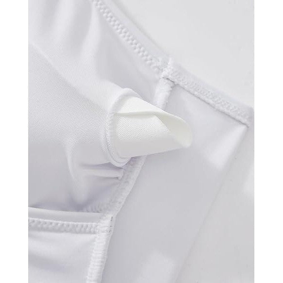 MSRP $48 SUUKSESS Women's S White Sexy Wrap Push Up One Piece Swimsuit Tum
