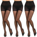 Paralinda 3 Pairs Women's M Black 20D Pantyhose with Control Top and Reinforce