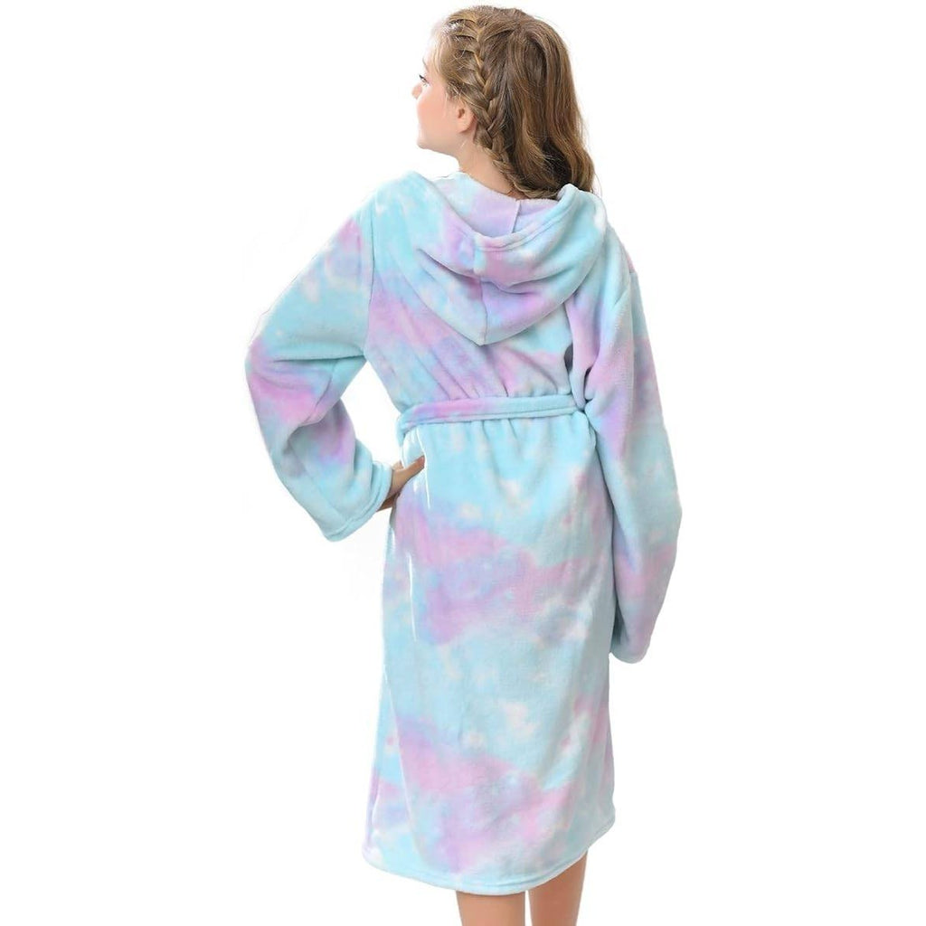 MSRP $26 V.&GRIN Girls Candy 11-12Y Fleece Hooded Robe, Soft Plush Warm Bathro