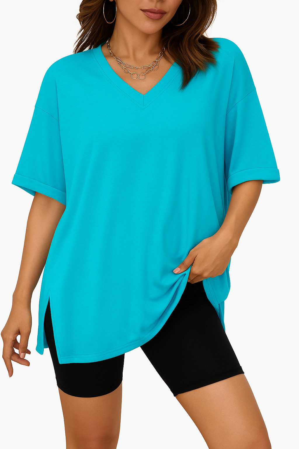 Women's 2XL-3XL Top V Neck Short Sleeve T-Shirt Oversized Shirt Soft Loose Casua