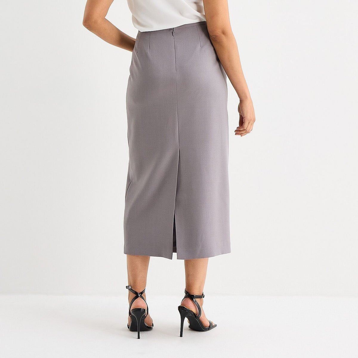 MSRP $54 Black Label by Evan-Picone Womens 8 Granite Long Suit Skirt
