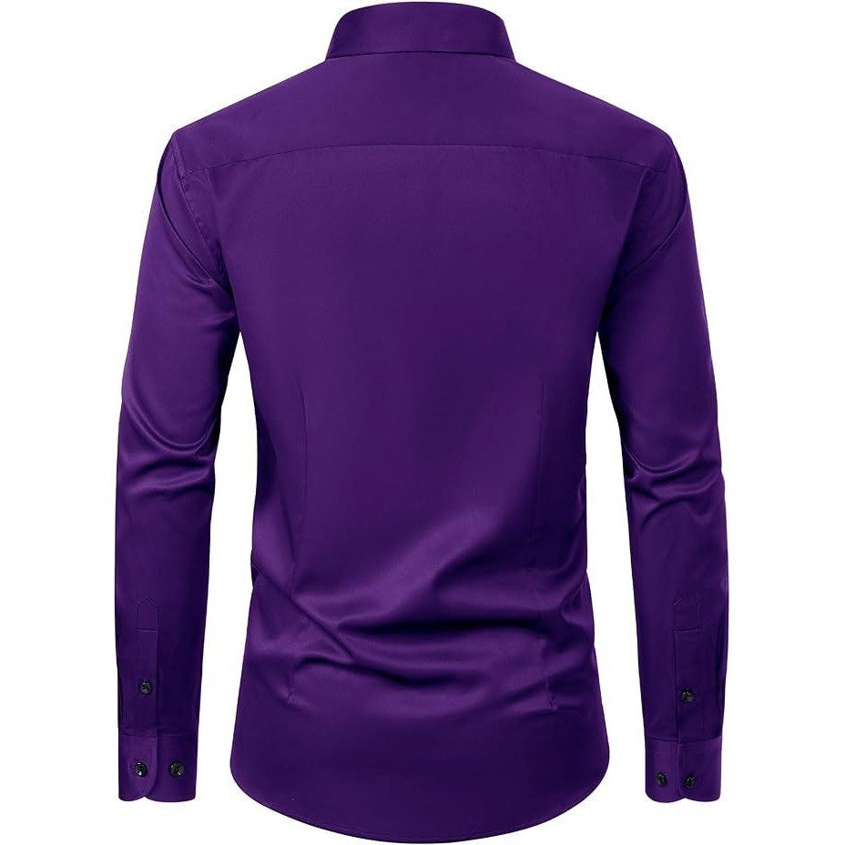Alimens & Gentle Men's 2XL Purple Dress Shirt Long Sleeve Wrinkle Free Stretch