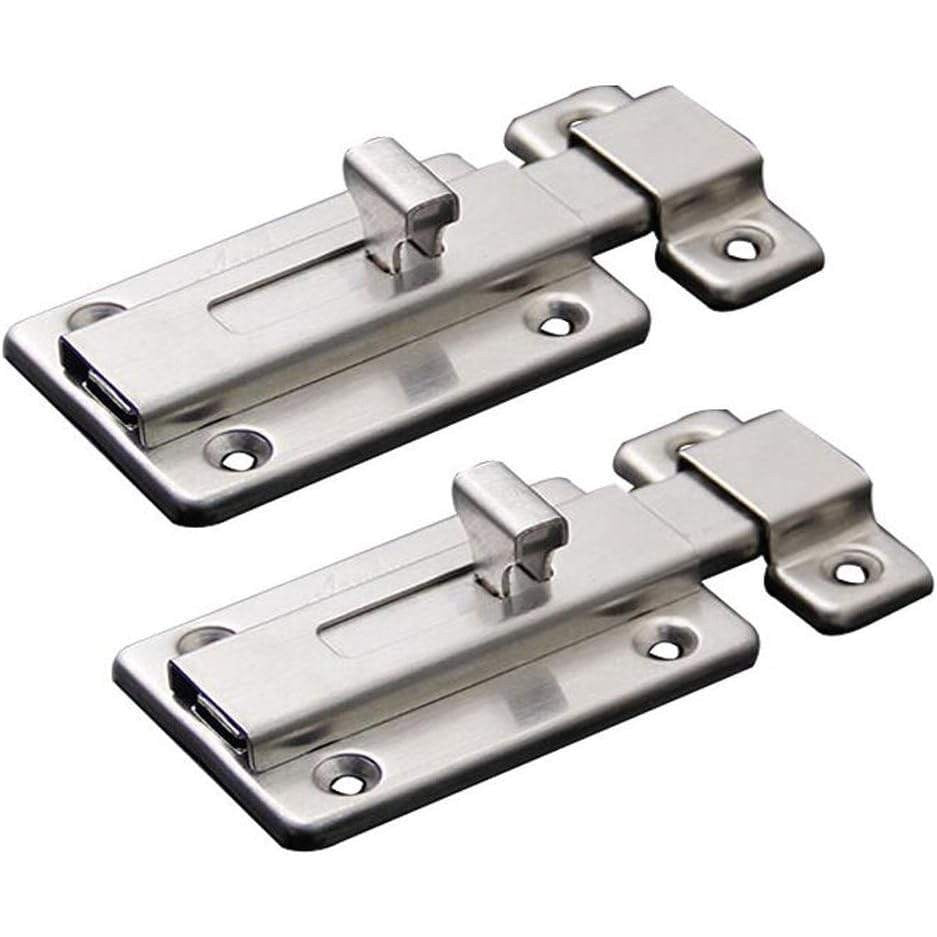 Set of 2 NELXULAS Stainless Steel Door Latch Sliding Lock Barrel Bolt (4-1/5")
