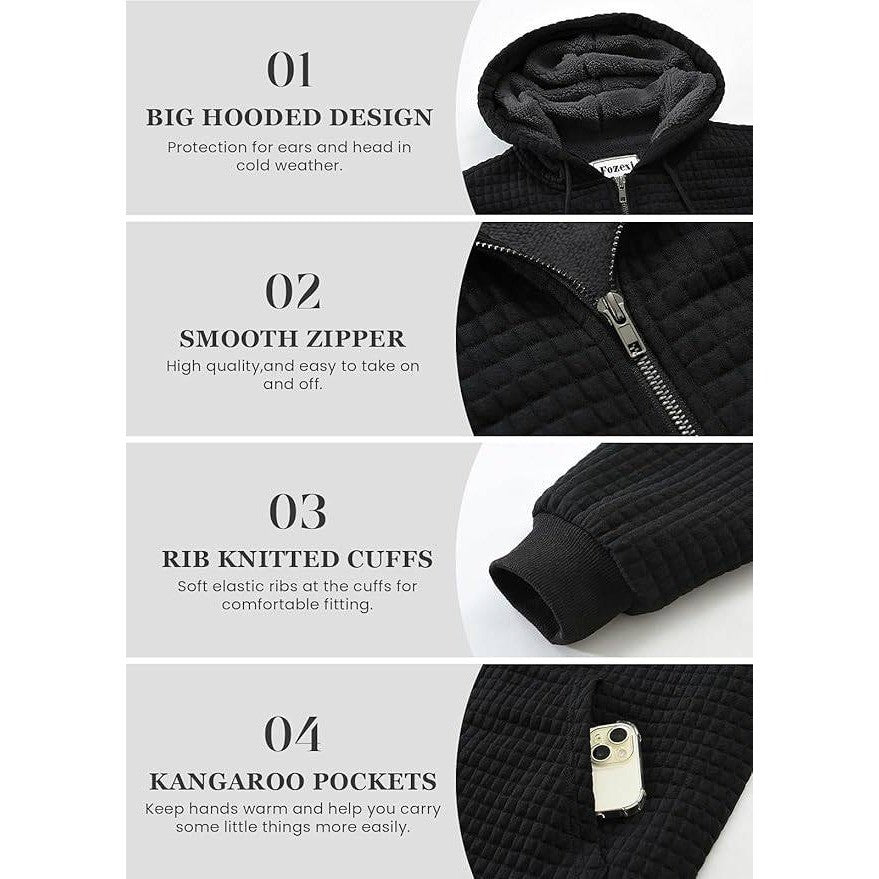 MSRP $39 Fozexi Men's L Fleece Heavyweight Full Zip Hoodie Sweatshirt Jacket