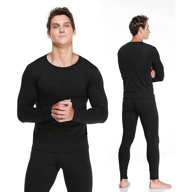 JZCreater Men's M Black Thermal Underwear Set Long Johns Fleece Lined Base Layer