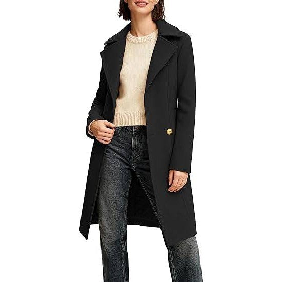 MSRP $52 OTU Vibe Women's XXL Black Long Notch Lapel Coat, Double-Breasted Peac