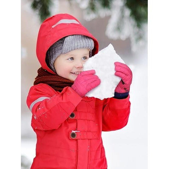 Set of 2 Boao Kids Winter Ski Gloves 5-10 Years Violet, Rose Red Waterproof Wa
