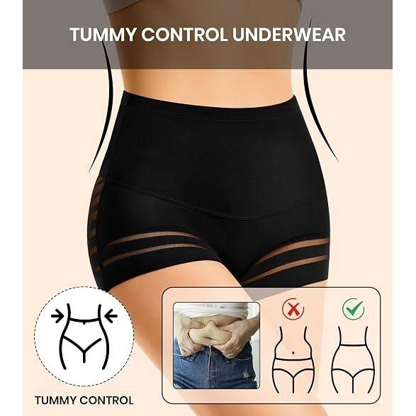 Set of 3 ASIMOON Women's S Tummy Control Boyshorts Underwear Stretch High Waiste