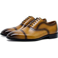 Santimon Men's US 6.5 Tan Brogue Pointed Toe Oxford Lace Up Dress Shoes