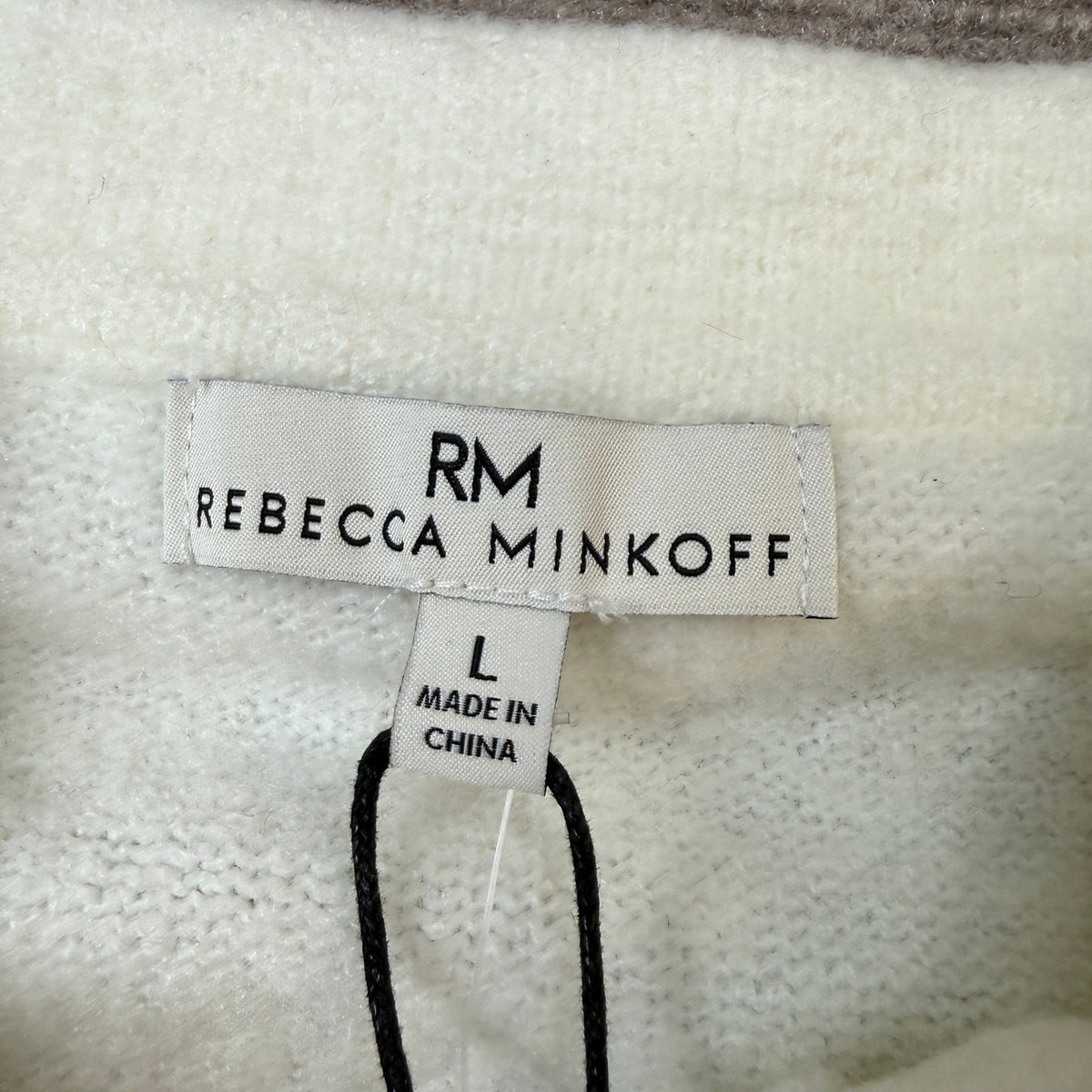 MSRP $48 RM Rebecca Minkoff Womens L Alabaster Short Sleeve Knit Polo Sweater