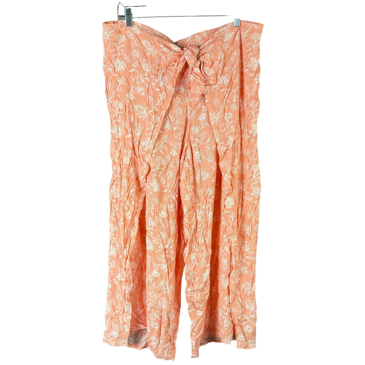 Lands' End Women's Plus Size 1X Pareo Swim Cover Up Pants Peach Floral Print