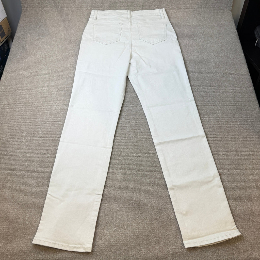 MSRP $58 Liz Claiborne Lana Womens 10 Tall White High Rise Straight Leg Jeans