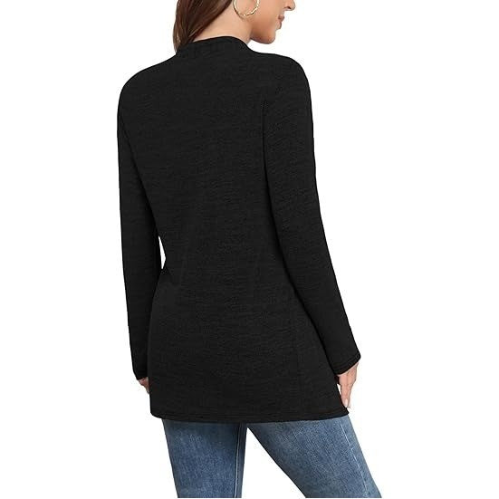 Yincro Women's L Black Lightweight Cardigan Long Sleeve Open Front Casual Sweate