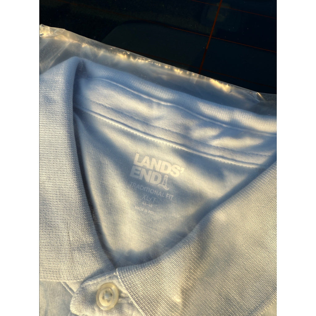 Lands' End Mens Solid Polo Shirt Short Sleeve Size XL/T Soft Blue Haze Supima