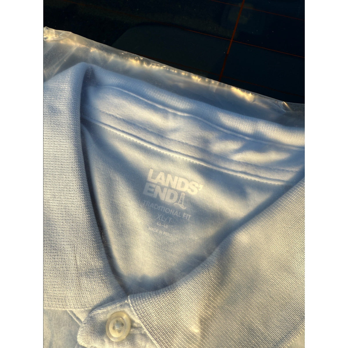 Lands' End Mens Solid Polo Shirt Short Sleeve Size XL/T Soft Blue Haze Supima