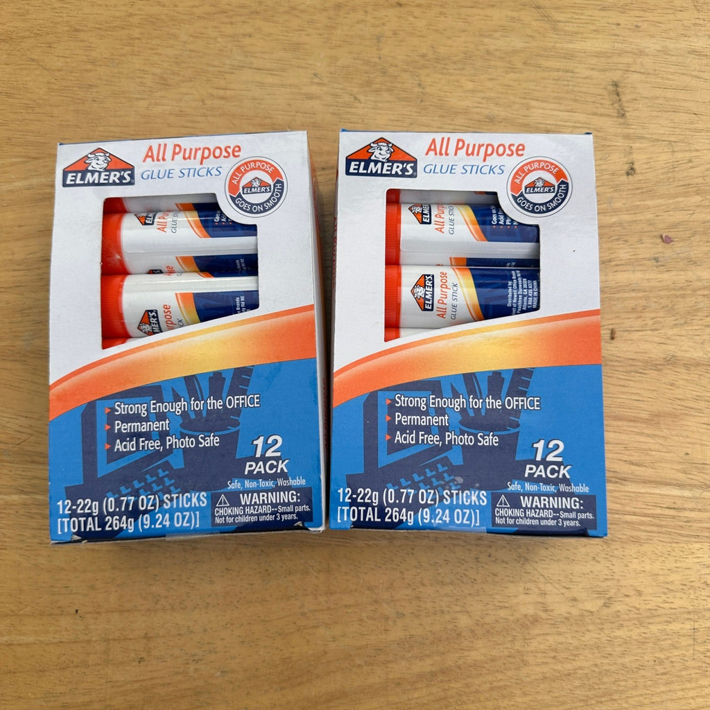 2 Packs of 12 Elmer's E517 All-Purpose Disappearing Glue Sticks, 0.77 oz Wash
